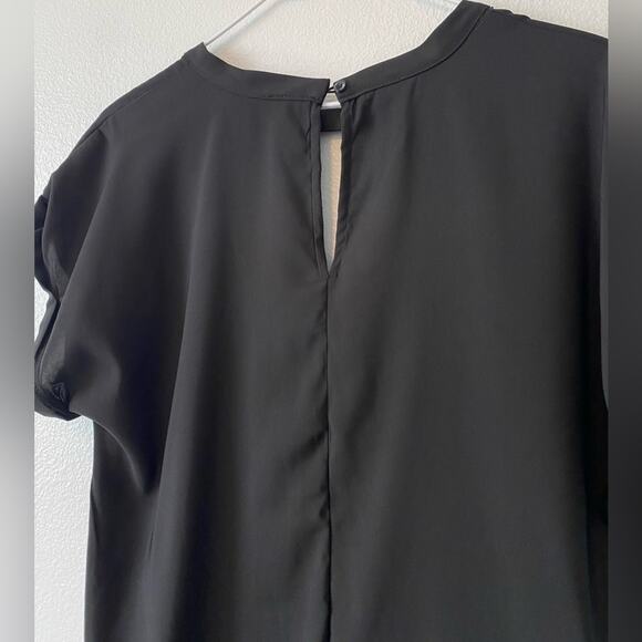So Goods For Life Womens L Chic Simple Sheer Blouse Black Cutout Office Business - Picture 9 of 10